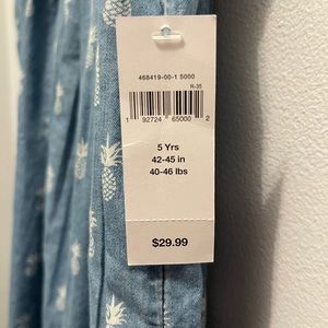 NWT gap girls dress, denim with pineapples